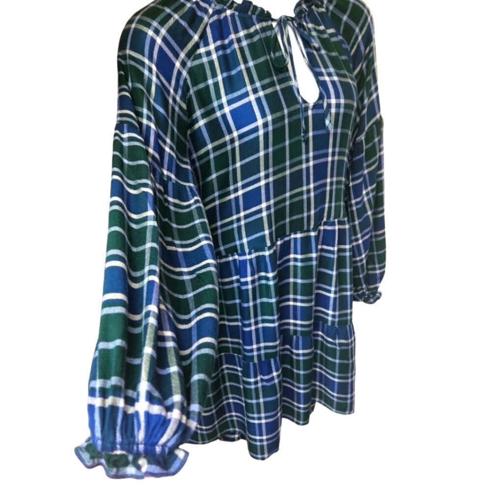 SHOW ME YOUR MUMU Women's Ainsley Long Sleeve Plus Size Flannel Plaid Mini Dress - Picture 11 of 16